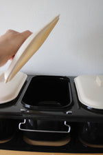 Black Enamel Triple Covered Serving Dish