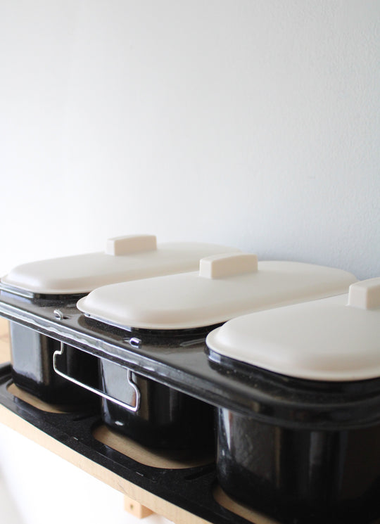 Black Enamel Triple Covered Serving Dish