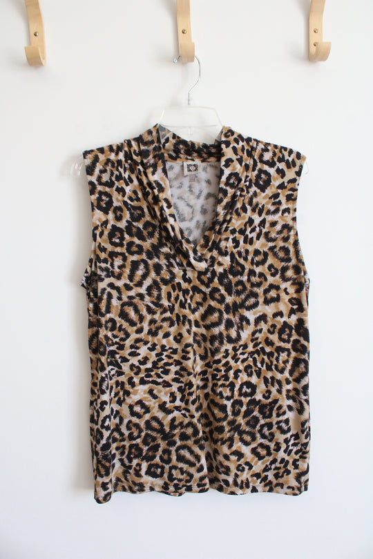 Anne Klein Cheetah Print Blouse Top | L