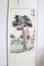 Large Chinese Tree Scene Scroll Painting