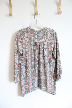 Westport Green Paisley Printed Long Sleeved Top | XS