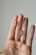 10K Yellow Gold Half Hoop Clear Stone Stud Earrings