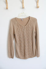 Chico's Brown Shimmer Knit Sweater | 1 (MED/8)