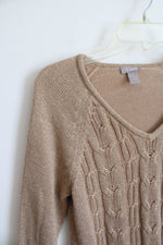 Chico's Brown Shimmer Knit Sweater | 1 (MED/8)