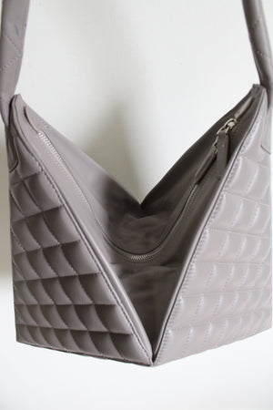 Mlouye Gray Geometric Flex Fold Out Quilted Purse