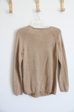 Chico's Brown Shimmer Knit Sweater | 1 (MED/8)