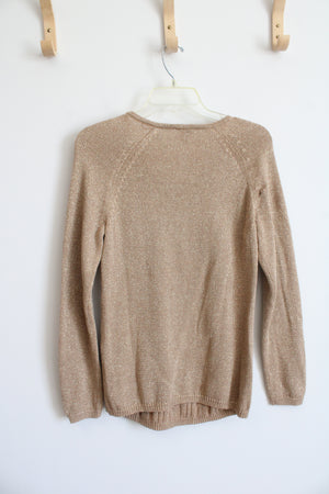 Chico's Brown Shimmer Knit Sweater | 1 (MED/8)