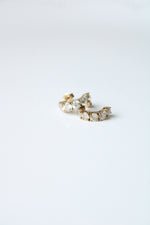 10K Yellow Gold Half Hoop Clear Stone Stud Earrings