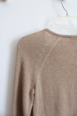 Chico's Brown Shimmer Knit Sweater | 1 (MED/8)