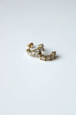10K Yellow Gold Half Hoop Clear Stone Stud Earrings