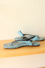 NEW Tory Burch Blue Clouded Leopard Minnie Travel Sandal | 8