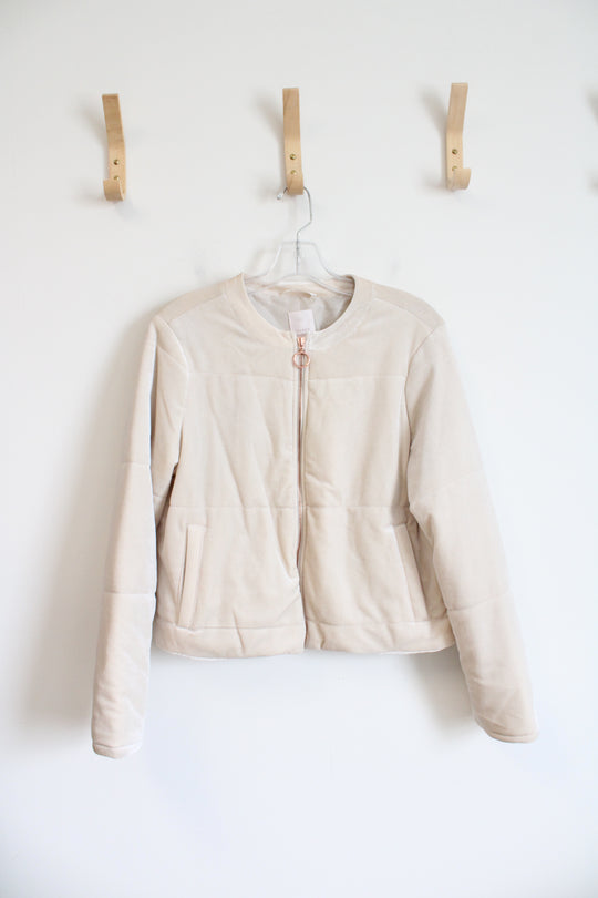 Lauren Conrad Velour Soft Tan Full Zip Jacket | M