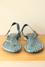 NEW Tory Burch Blue Clouded Leopard Minnie Travel Sandal | 8