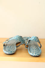 NEW Tory Burch Blue Clouded Leopard Minnie Travel Sandal | 8