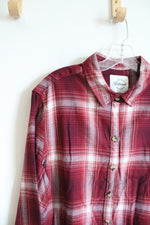 Jachs Girlfriend Red & White Soft Plaid Button Down Top | L