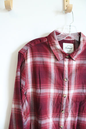 Jachs Girlfriend Red & White Soft Plaid Button Down Top | L