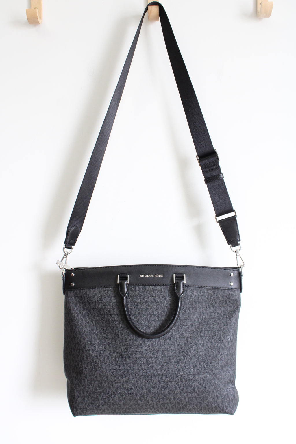 Michael Kors Black Gray Monogram Briefcase Style Bag