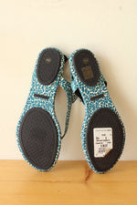 NEW Tory Burch Blue Clouded Leopard Minnie Travel Sandal | 8