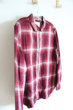 Jachs Girlfriend Red & White Soft Plaid Button Down Top | L