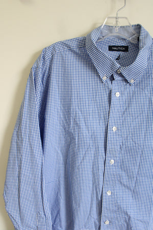 Nautica Blue Gingham Button Down Shirt | XL