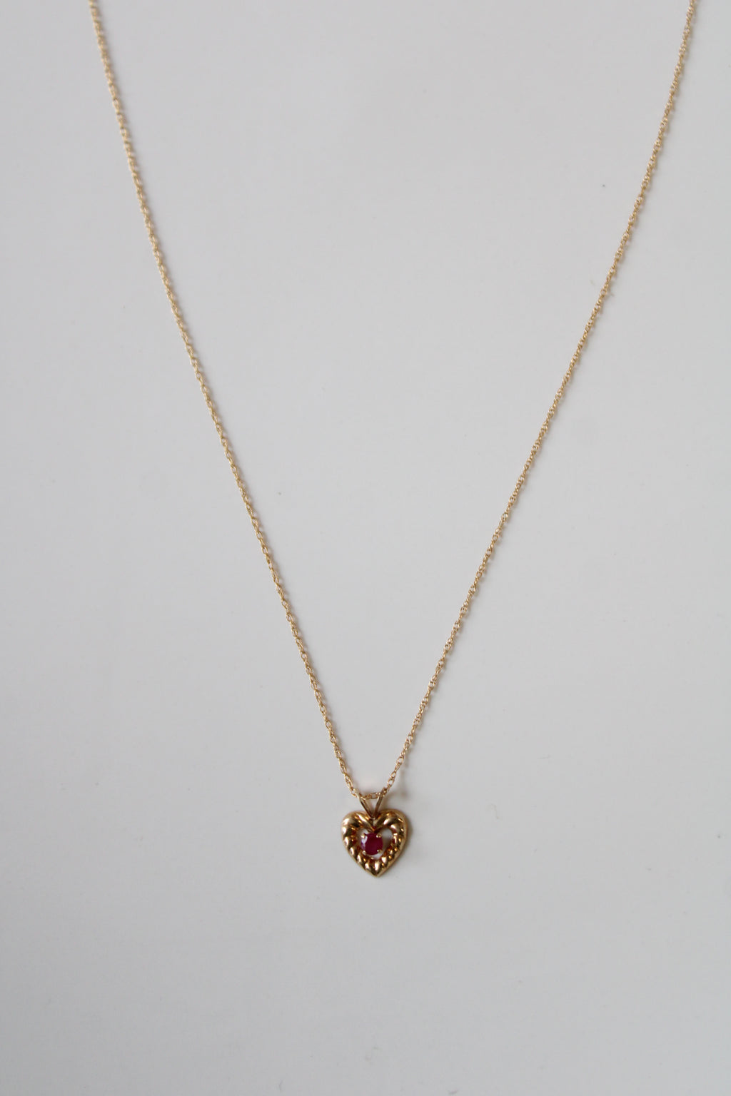 10KT Yellow Gold Ruby Heart Necklace