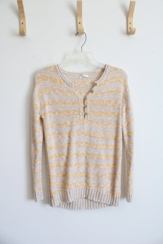 Maurices Yellow Striped Knit Sweater | XS