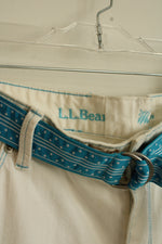 L.L. Bean Off-white Capri Jeans with Blue Threading and Belt | 16P