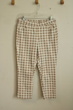 Isaac Mizrahi Tan and White Checkered Stretch Pants | 8P