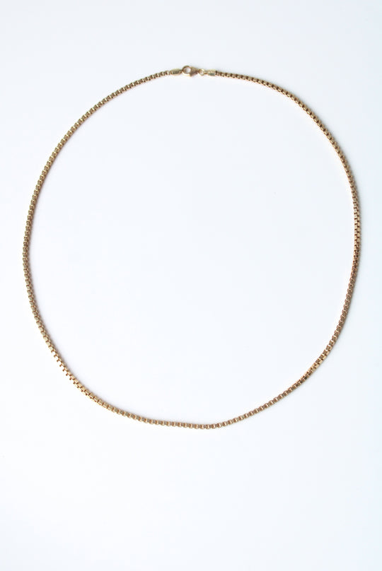 14K Yellow Gold Box Chain Necklace | 16"