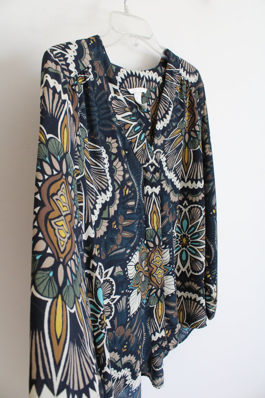 H&M Navy Blue Floral Chiffon Blouse | 6