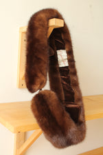 Ogan's Furs Vintage Brown Scarf/Collar Wrap with Brown Velvet Lining