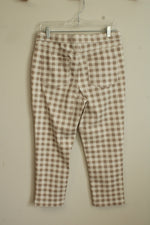 Isaac Mizrahi Tan and White Checkered Stretch Pants | 8P