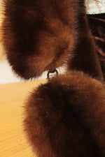 Ogan's Furs Vintage Brown Scarf/Collar Wrap with Brown Velvet Lining