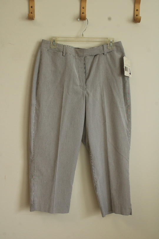 NEW Liz Claiborne Blue and White Striped Capris | 12