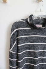 SO Gray White Striped Mock Neck Top | M
