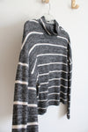 SO Gray White Striped Mock Neck Top | M