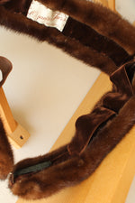 Ogan's Furs Vintage Brown Scarf/Collar Wrap with Brown Velvet Lining