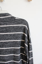 SO Gray White Striped Mock Neck Top | M