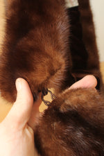 Ogan's Furs Vintage Brown Scarf/Collar Wrap with Brown Velvet Lining