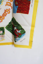Vintage Fabulous Fantasyland Gettysburg, PA Satin Souvenir Scarf
