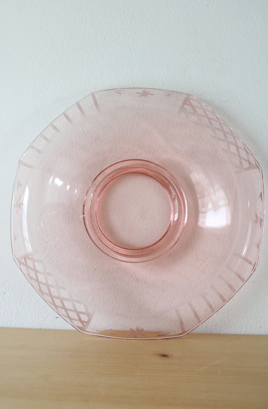 Vintage Rolled Edge Pink Glass Depression Dish