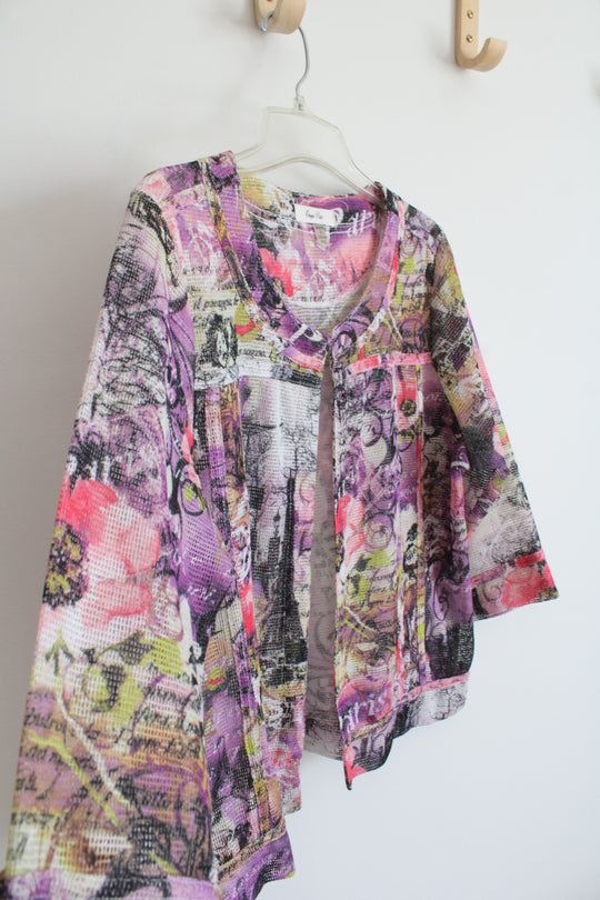 Onque Petite Purple Printed Lightweight Jacket | XL Petite