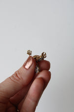 Flower Light Pink Stone 9K Yellow Gold Half Hoop Earrings