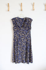 Chaps Blue Tan & Black Patterned Dress | M Petite