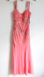 NEW Hailey Logan By Adrianna Papell Peach Pink Sequined Mermaid Style Formal Dress | 9/10