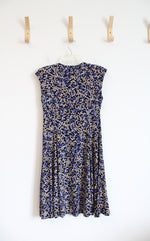 Chaps Blue Tan & Black Patterned Dress | M Petite