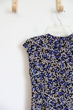 Chaps Blue Tan & Black Patterned Dress | M Petite