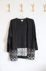 Old Navy Gray & White Patterned Cardigan | L