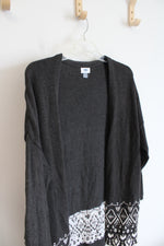 Old Navy Gray & White Patterned Cardigan | L