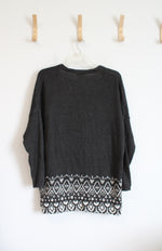 Old Navy Gray & White Patterned Cardigan | L
